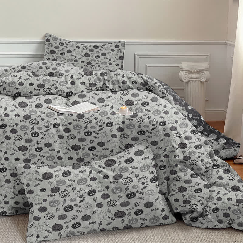 Ensemble de literie en coton Ownkoti Halloween Monochrome Citrouille - image 12