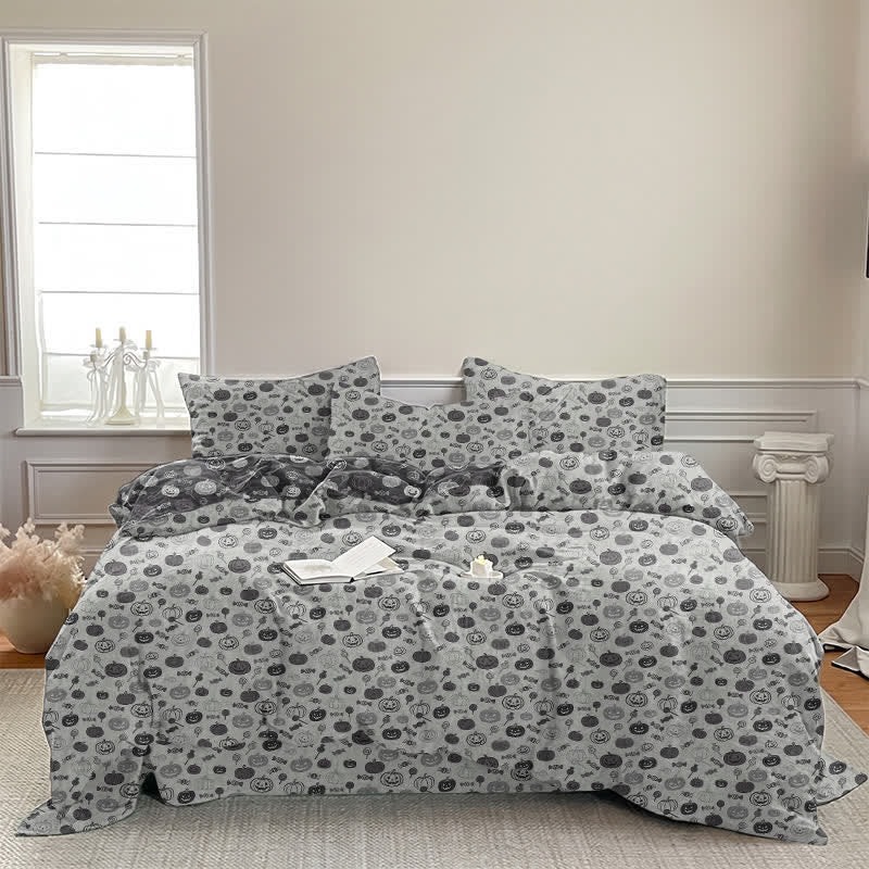 Ensemble de literie en coton Ownkoti Halloween Monochrome Citrouille - image 11