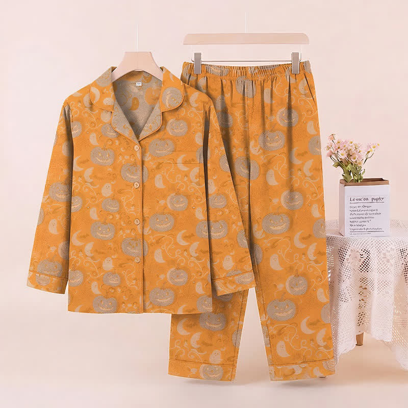 Ensemble de vêtements d'intérieur en coton Ownkoti Orange citrouille d'Halloween - Orange - XL - image 0