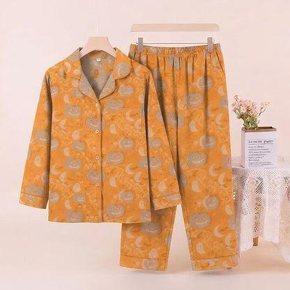 Ensemble de vêtements d'intérieur en coton Ownkoti Orange citrouille d'Halloween - Orange - XL - image 0
