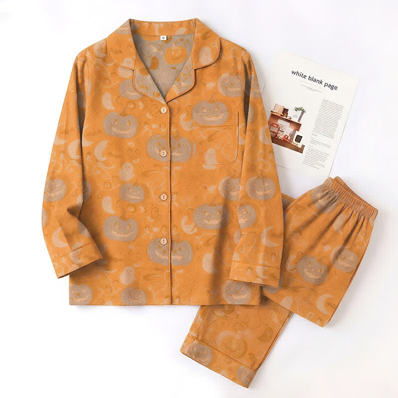 Ensemble de vêtements d'intérieur en coton Ownkoti Orange citrouille d'Halloween - image 2