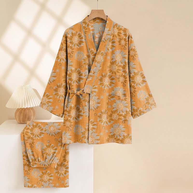 Ensemble kimono pyjama en coton Ownkoti rétro tournesol - image 3