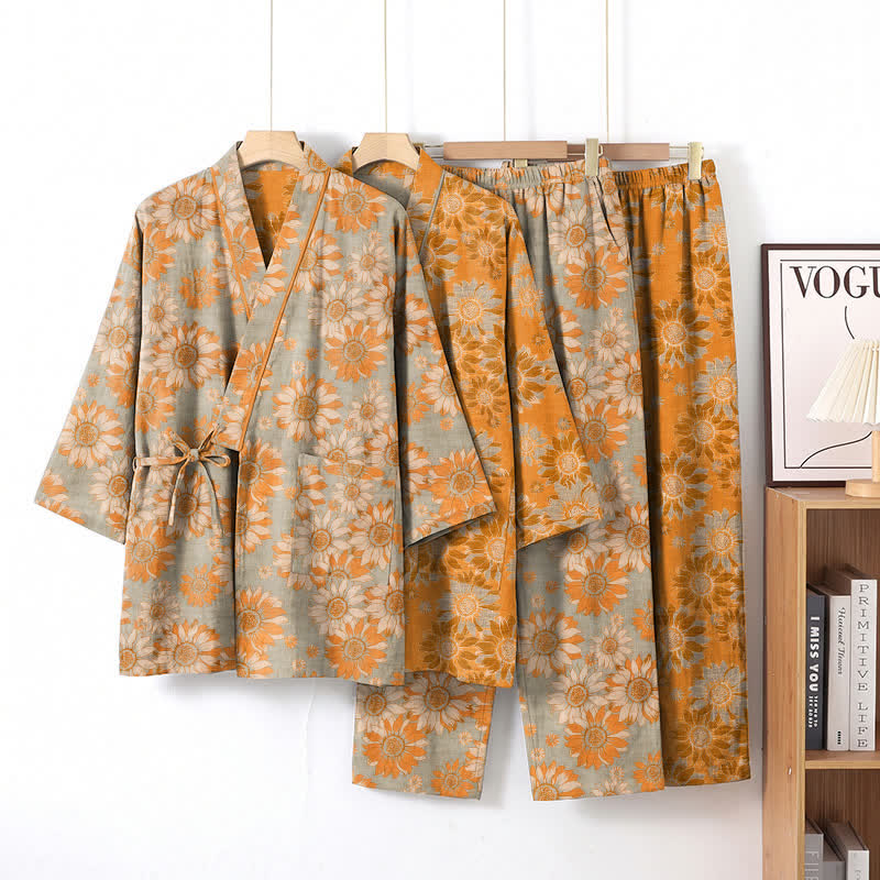 Ensemble kimono pyjama en coton Ownkoti rétro tournesol - image 7