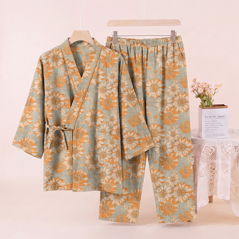 Ensemble kimono pyjama en coton Ownkoti rétro tournesol - image 8