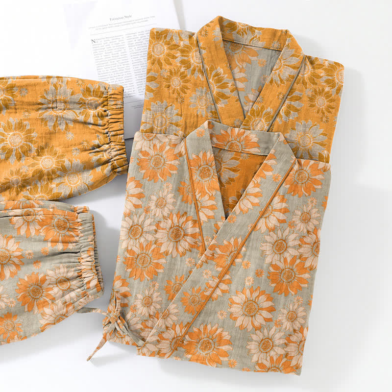 Ensemble kimono pyjama en coton Ownkoti rétro tournesol - image 11