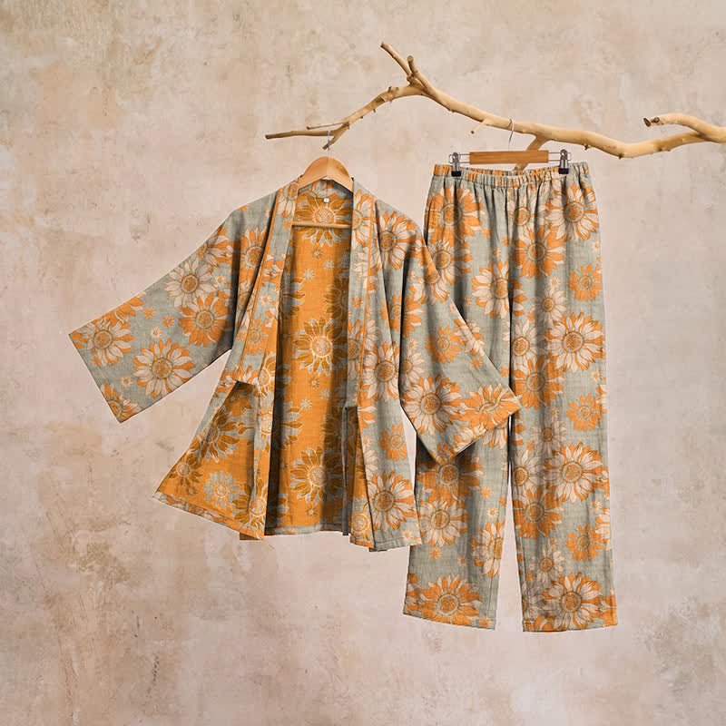 Ensemble kimono pyjama en coton Ownkoti rétro tournesol - image 10