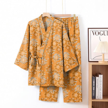 Ensemble kimono pyjama en coton Ownkoti rétro tournesol - Orange - XL - image 1