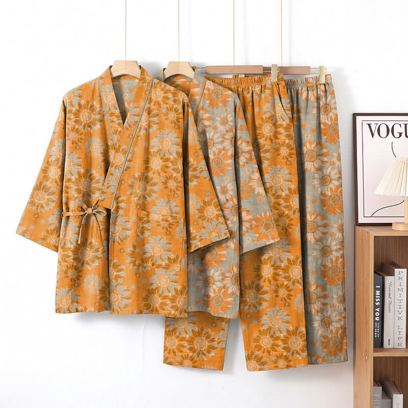 Ensemble kimono pyjama en coton Ownkoti rétro tournesol - image 0