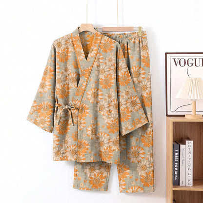 Ensemble kimono pyjama en coton Ownkoti rétro tournesol - Gris clair - XL - image 6