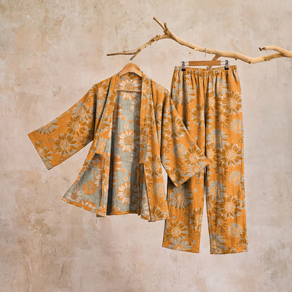 Ensemble kimono pyjama en coton Ownkoti rétro tournesol - image 4