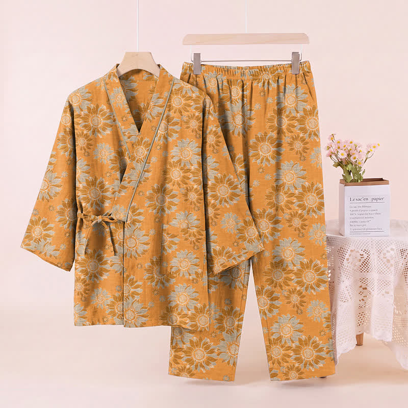 Ensemble kimono pyjama en coton Ownkoti rétro tournesol - image 2