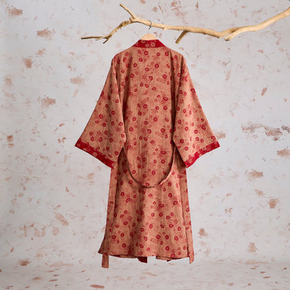 Kimono Ownkoti rétro à fleurs en gaze de coton - image 9