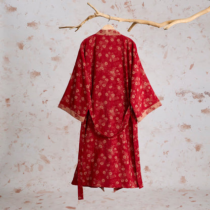 Kimono Ownkoti rétro à fleurs en gaze de coton - image 1