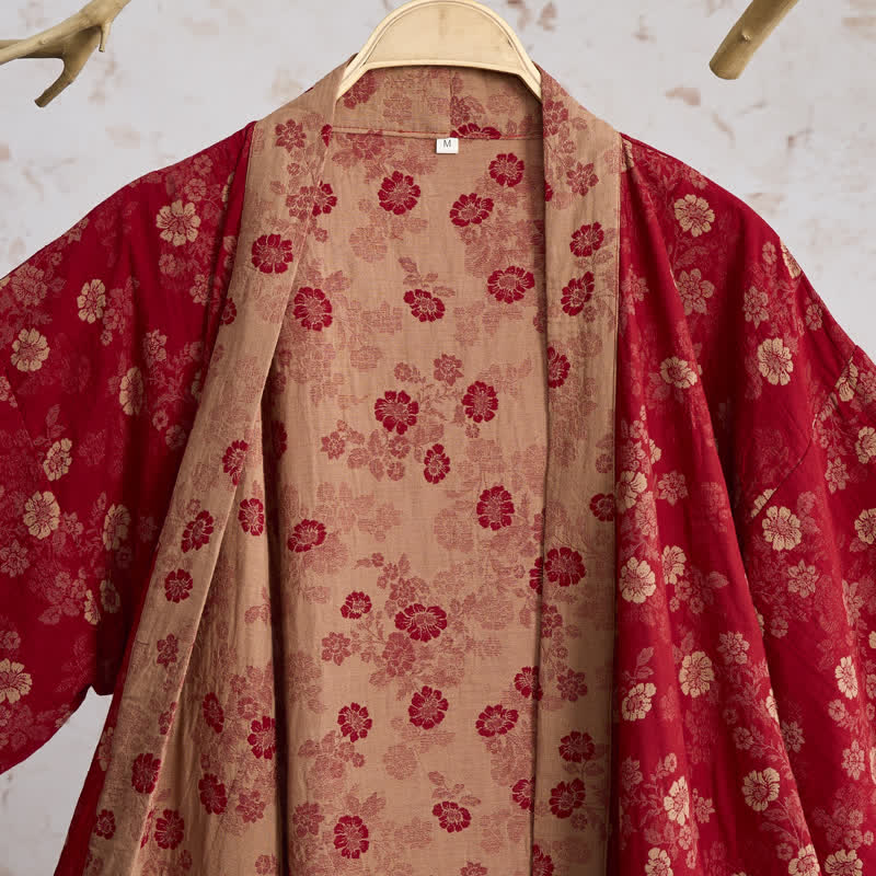 Kimono Ownkoti rétro à fleurs en gaze de coton - image 2