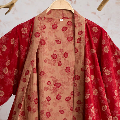 Kimono Ownkoti rétro à fleurs en gaze de coton - image 2
