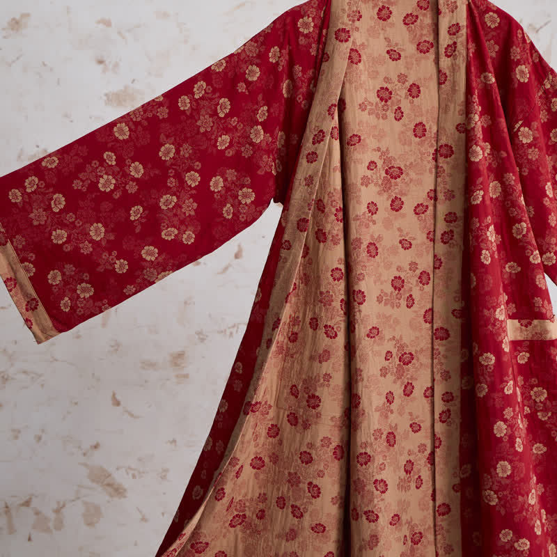 Kimono Ownkoti rétro à fleurs en gaze de coton - image 3