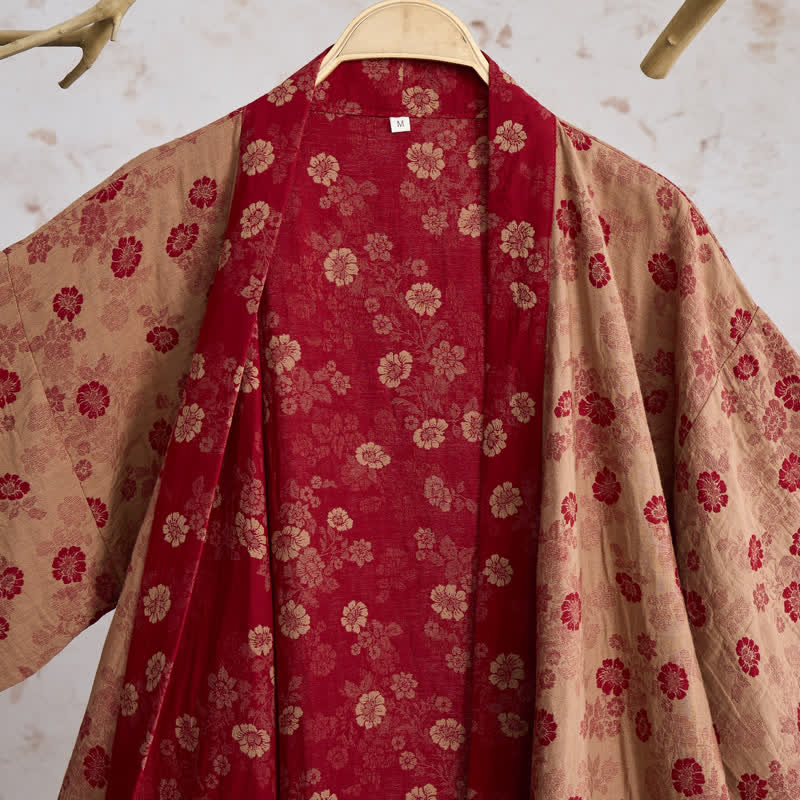 Kimono Ownkoti rétro à fleurs en gaze de coton - image 10