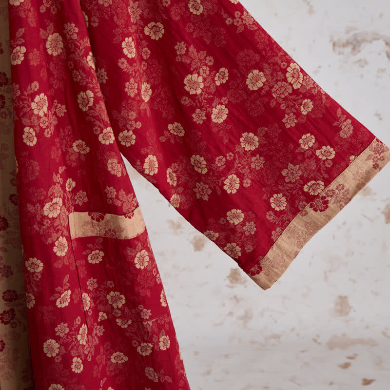 Kimono Ownkoti rétro à fleurs en gaze de coton - image 4