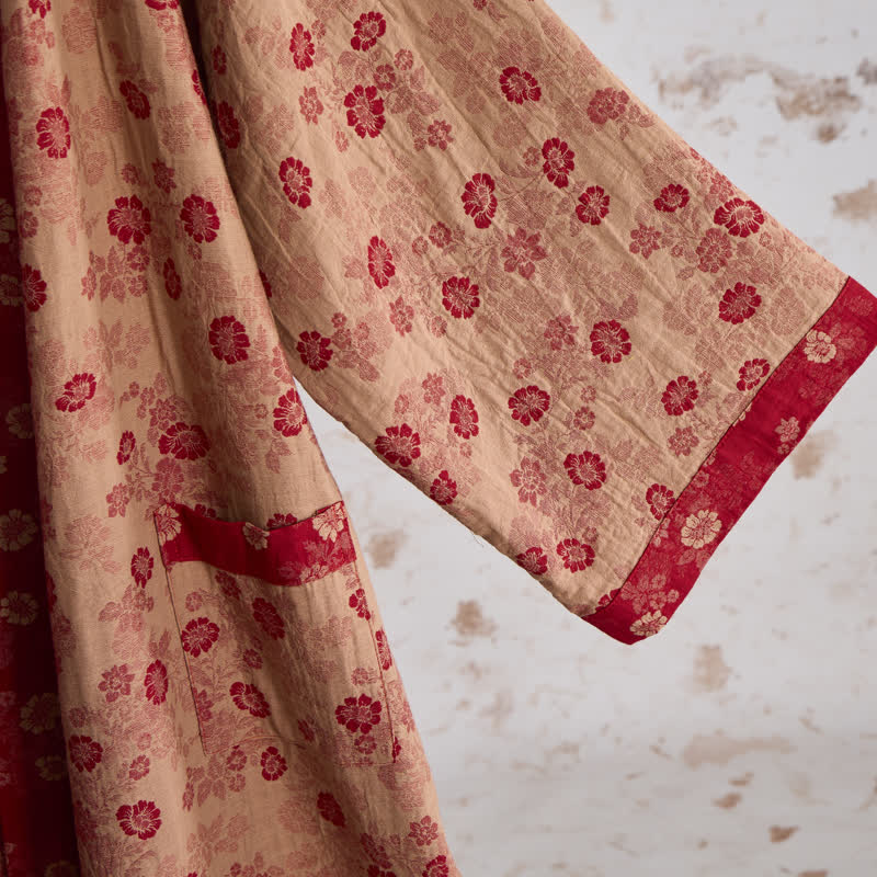 Kimono Ownkoti rétro à fleurs en gaze de coton - image 12