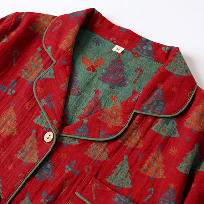 Ensemble de vêtements d'intérieur en gaze de coton à motif sapin de Noël Ownkoti - image 3
