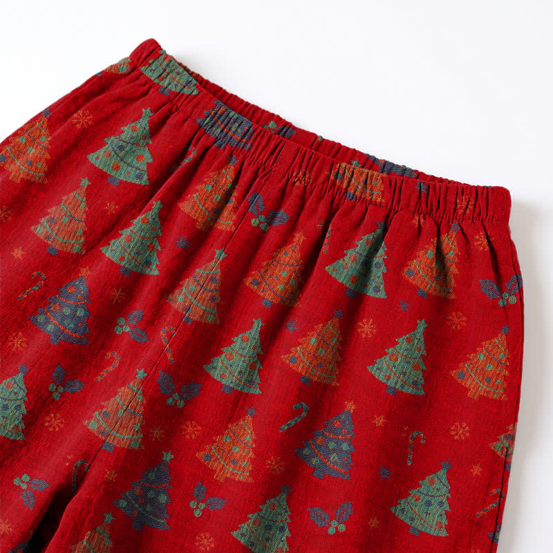 Ensemble de vêtements d'intérieur en gaze de coton à motif sapin de Noël Ownkoti - image 4