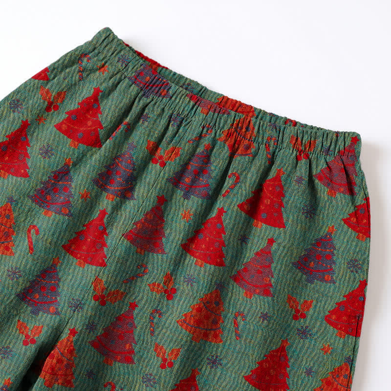 Ensemble de vêtements d'intérieur en gaze de coton à motif sapin de Noël Ownkoti - image 10