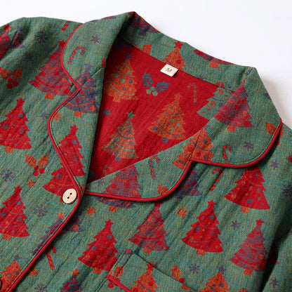Ensemble de vêtements d'intérieur en gaze de coton à motif sapin de Noël Ownkoti - image 9