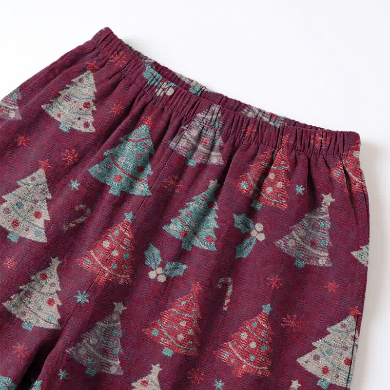 Ensemble de vêtements d'intérieur en gaze de coton à motif sapin de Noël Ownkoti - image 16