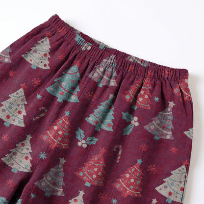 Ensemble de vêtements d'intérieur en gaze de coton à motif sapin de Noël Ownkoti - image 16