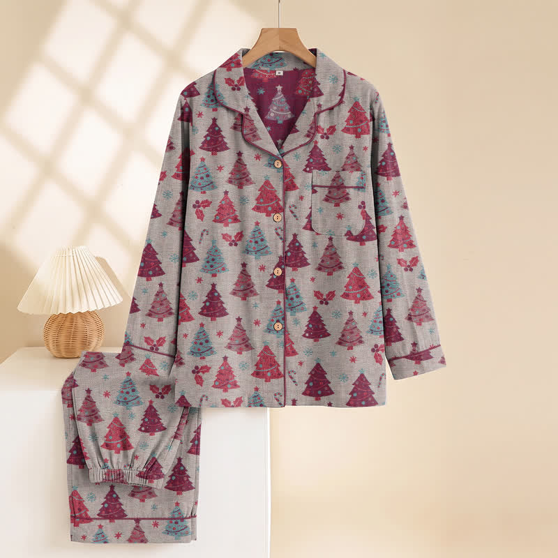 Ensemble de vêtements d'intérieur en gaze de coton à motif sapin de Noël Ownkoti - image 19