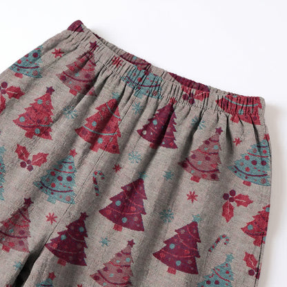Ensemble de vêtements d'intérieur en gaze de coton à motif sapin de Noël Ownkoti - image 22