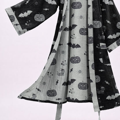 Robe kimono en coton Ownkoti citrouille chauve-souris d'Halloween - image 3