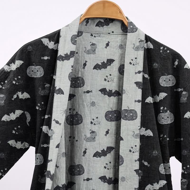 Robe kimono en coton Ownkoti citrouille chauve-souris d'Halloween - image 2