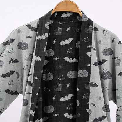 Robe kimono en coton Ownkoti citrouille chauve-souris d'Halloween - image 7