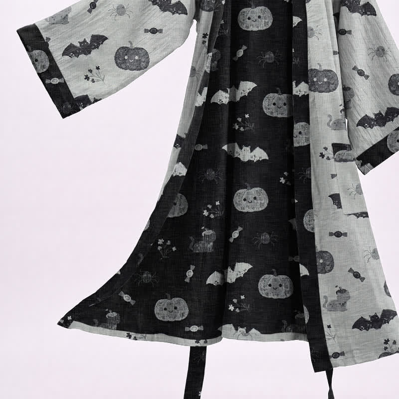 Robe kimono en coton Ownkoti citrouille chauve-souris d'Halloween - image 8