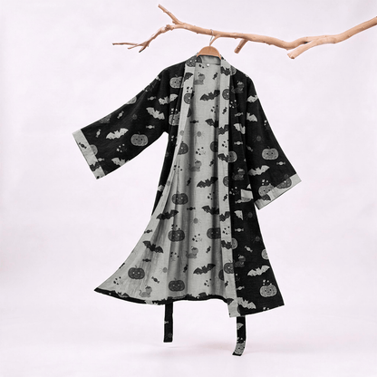 Robe kimono en coton Ownkoti citrouille chauve-souris d'Halloween - Noir - XXL - image 0
