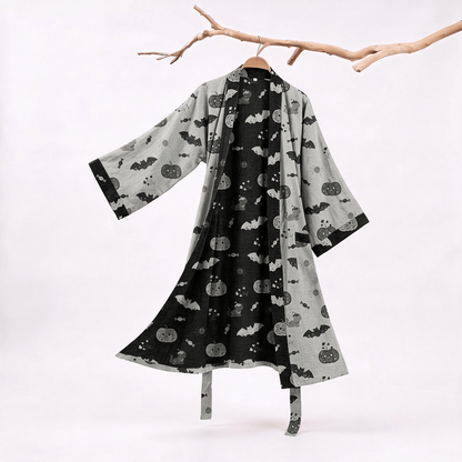 Robe kimono en coton Ownkoti citrouille chauve-souris d'Halloween - Gris - XXL - image 5