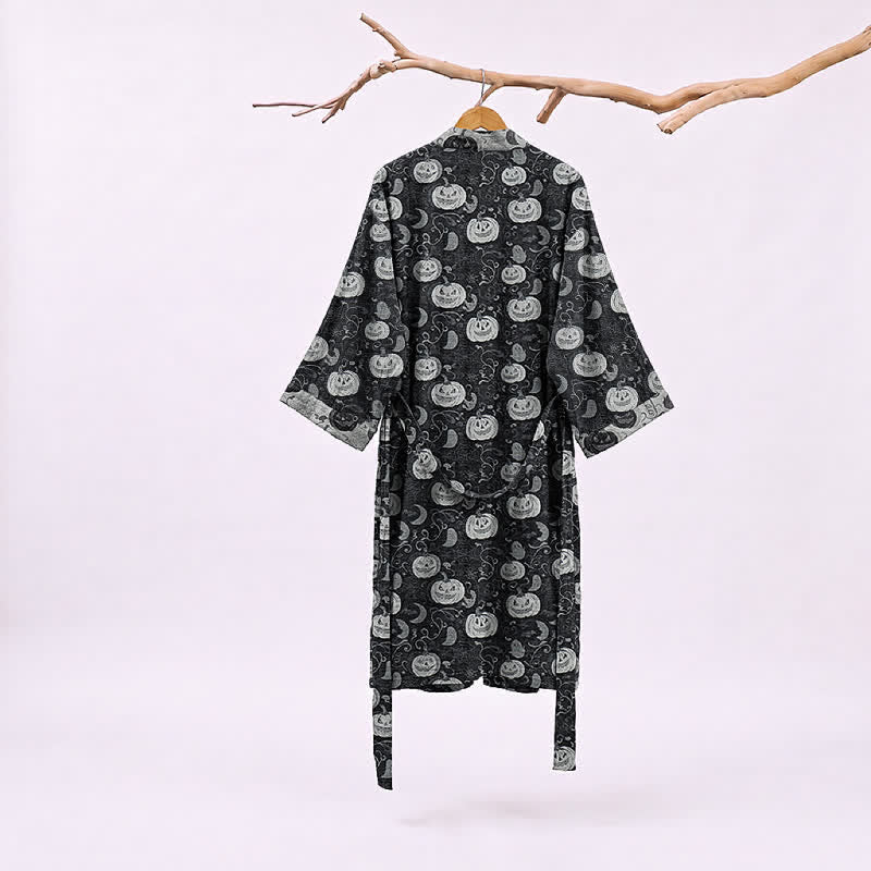 Robe kimono en coton Ownkoti Halloween Citrouille Lune - image 1