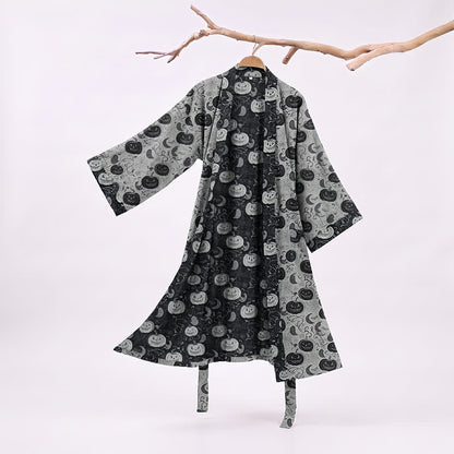 Robe kimono en coton Ownkoti Halloween Citrouille Lune - Blanc - XXL - image 5