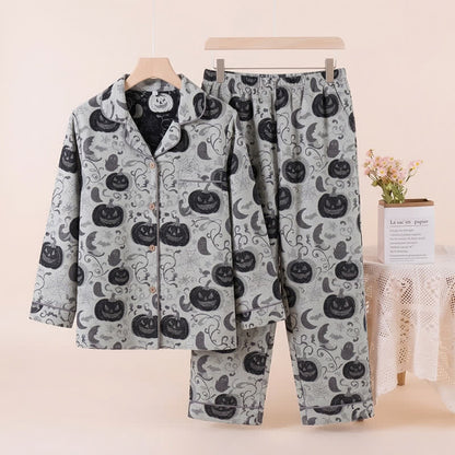 Ensemble de pyjama en coton Ownkoti Spooky Night Pumpkin Ghost - Blanc cassé - XL - image 5
