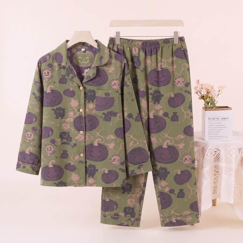 Ensemble de détente Ownkoti avec citrouille et créature d'Halloween fantaisiste - Vert - XL - image 5