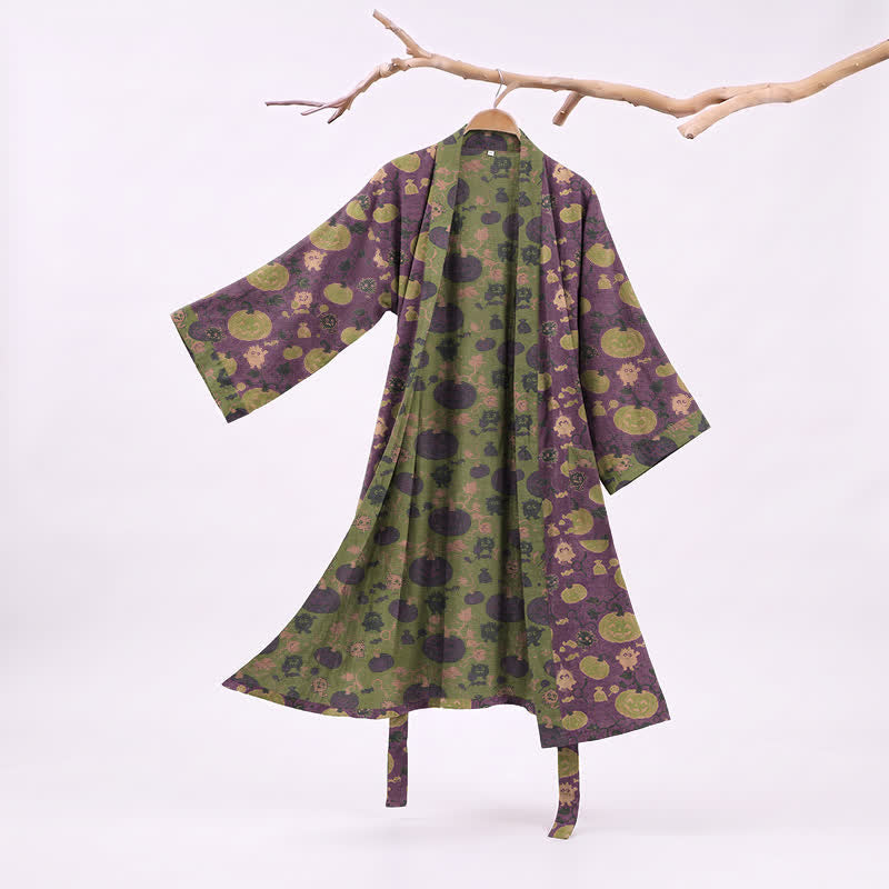 Robe kimono en coton Ownkoti Halloween Citrouille Monstre Monstre d'Halloween - Violet - XXL - image 0