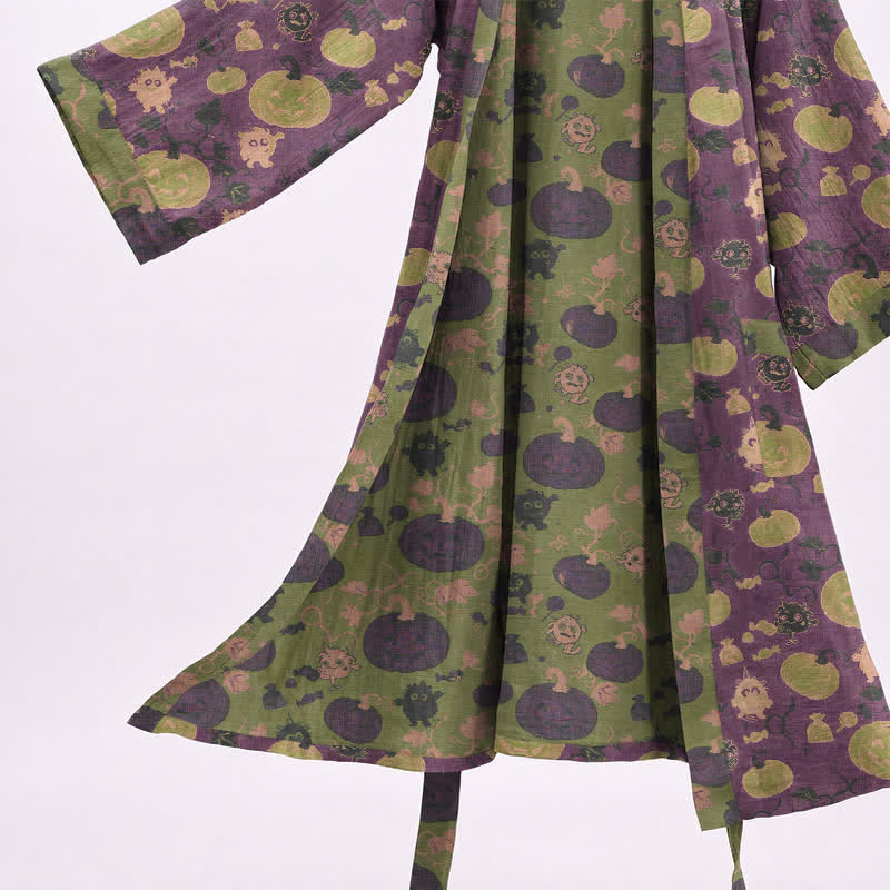 Robe kimono en coton Ownkoti Halloween Citrouille Monstre Monstre d'Halloween - image 3