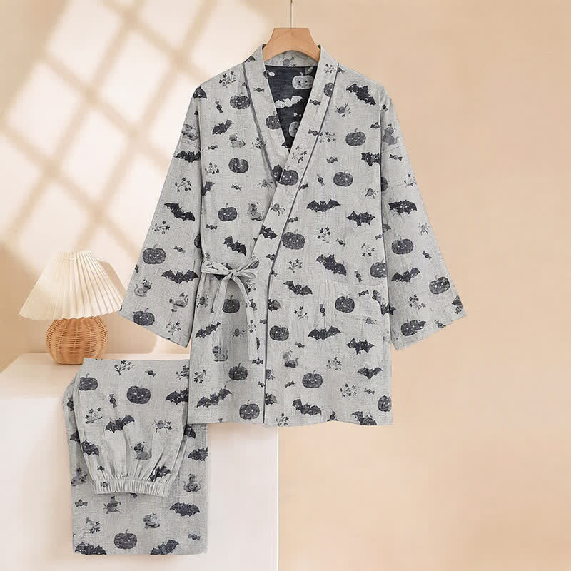 Ensemble pyjama kimono en coton Ownkoti Halloween chauve-souris citrouille - image 8