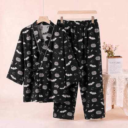 Ensemble pyjama kimono en coton Ownkoti Halloween chauve-souris citrouille - image 2