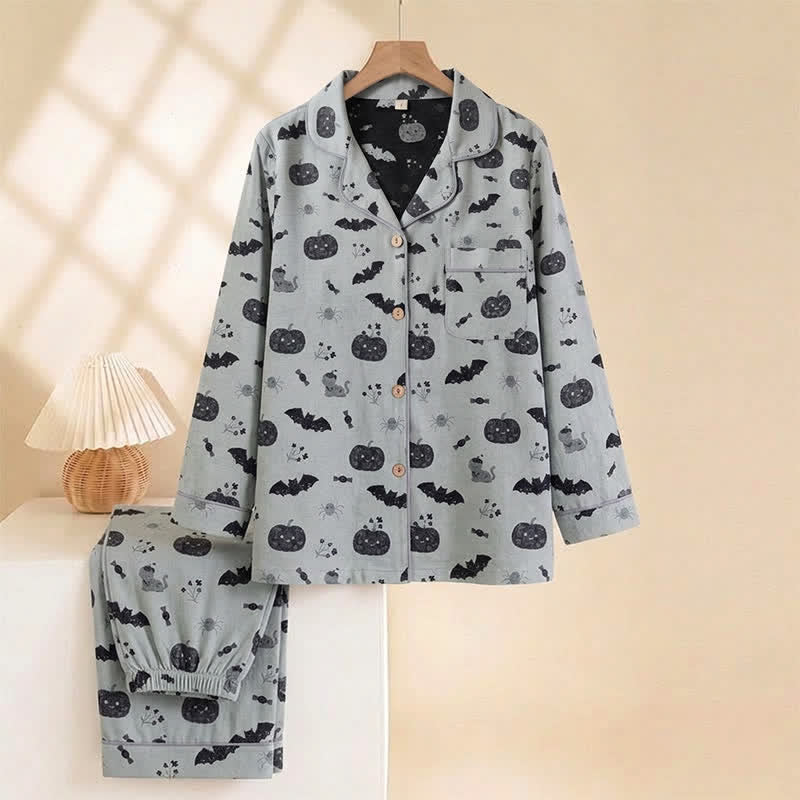 Ensemble de vêtements d'intérieur Ownkoti Halloween citrouille chauve-souris en gaze de coton - image 6