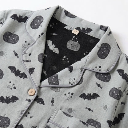 Ensemble de vêtements d'intérieur Ownkoti Halloween citrouille chauve-souris en gaze de coton - image 8