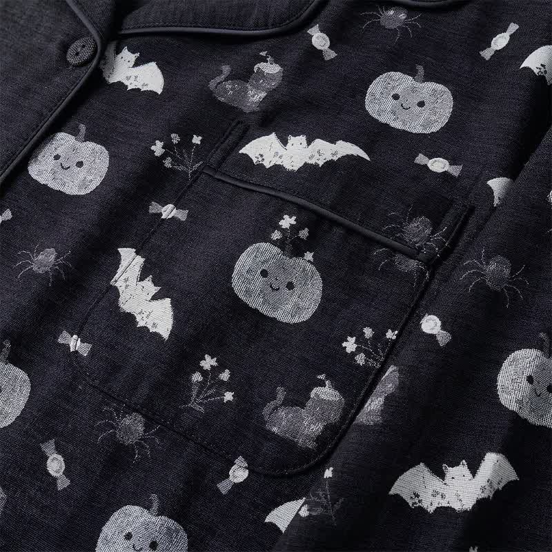 Ensemble de vêtements d'intérieur Ownkoti Halloween citrouille chauve-souris en gaze de coton - image 4