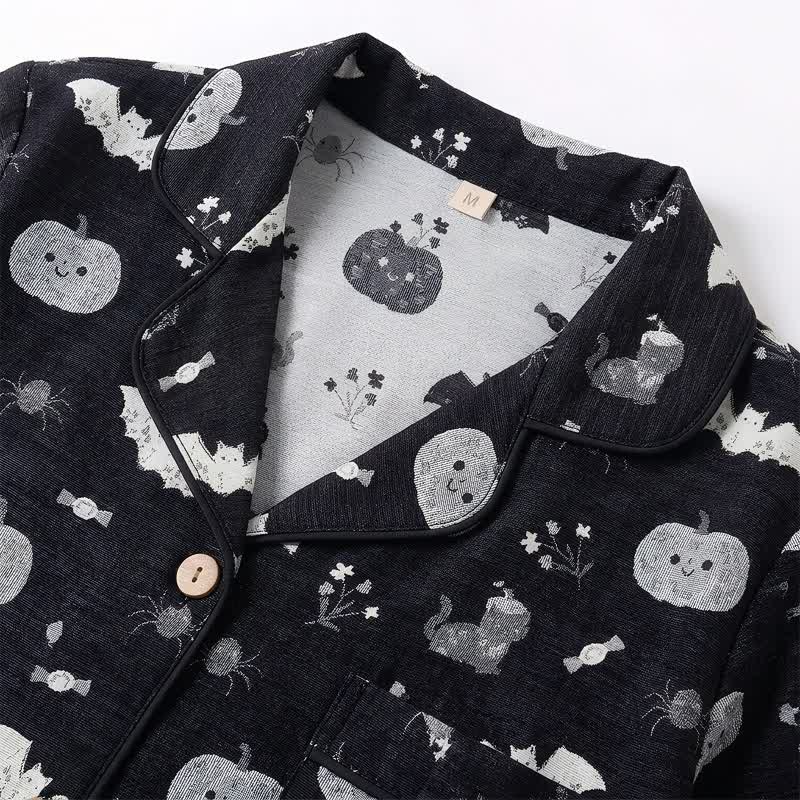 Ensemble de vêtements d'intérieur Ownkoti Halloween citrouille chauve-souris en gaze de coton - image 3