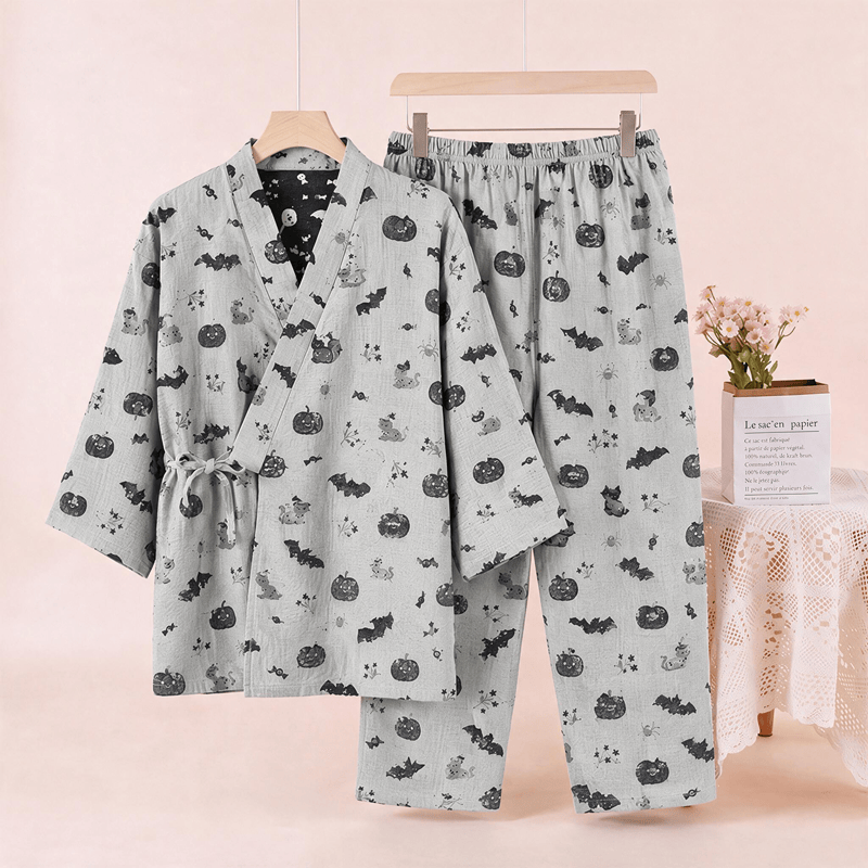 Ensemble pyjama kimono en coton Ownkoti Halloween chauve-souris citrouille - image 7
